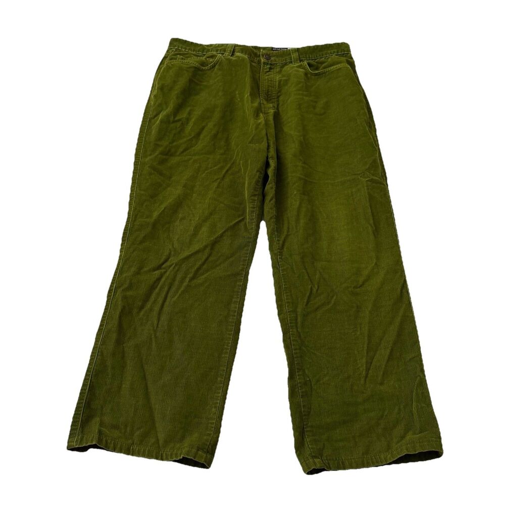 Saks Fifth Avenue Corduroy Pants Mens 38 Green Straight Leg Cotton Inseam 27”